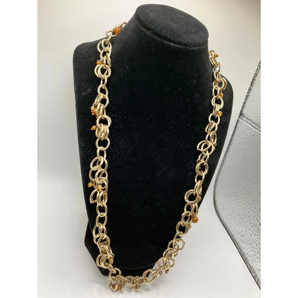 Collar de cadena circular colgante piedra marrón Monet ¡de colección! Foto 3 de 4