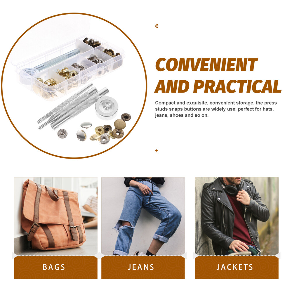 30 Sets Snap Fasteners Kit Button Snaps Fasteners with Punch and Setting Tools