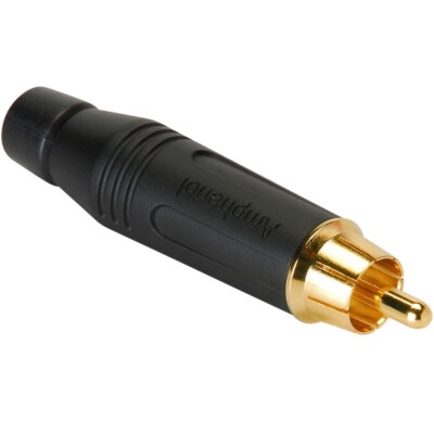 Amphenol RCA Connector Diecast with Gold Contacts Audio Cable Plug Male ACPR-BLK