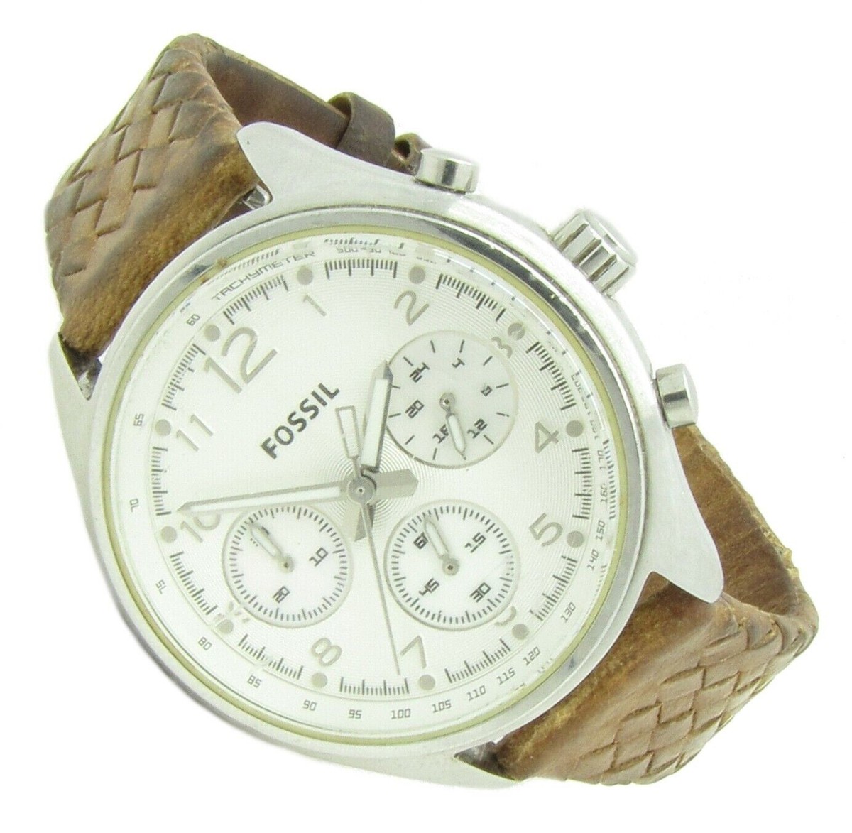 Fossil Flight Damen Armbanduhr Perlmutt Chrono Leder CH-2796 10ATM