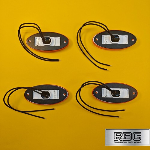 4x Side Marker Light Oval Amber LED Slim Line WAS 12/24V Lamp Trailer Caravan - Picture 6 of 10