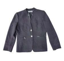 Tahari Arthur S. Levine Women Mario Blazer Two Button Zipper Pockets Black 10