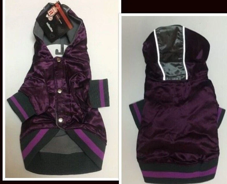 Jaqueta com capuz reflexiva para cães roxa e cinza resistente à água - Imagem 3 de 4