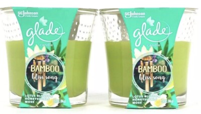 2 Count Glade 3.4 Oz Limited Edition Bamboo Bliss Song 1 Wick Scented Candles