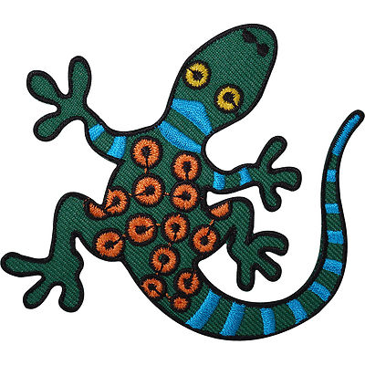 Grüne Gecko Eidechse bestickt Eisen/Nähen Patch Kleidung Shirt Jeans Tasche Abzeichen