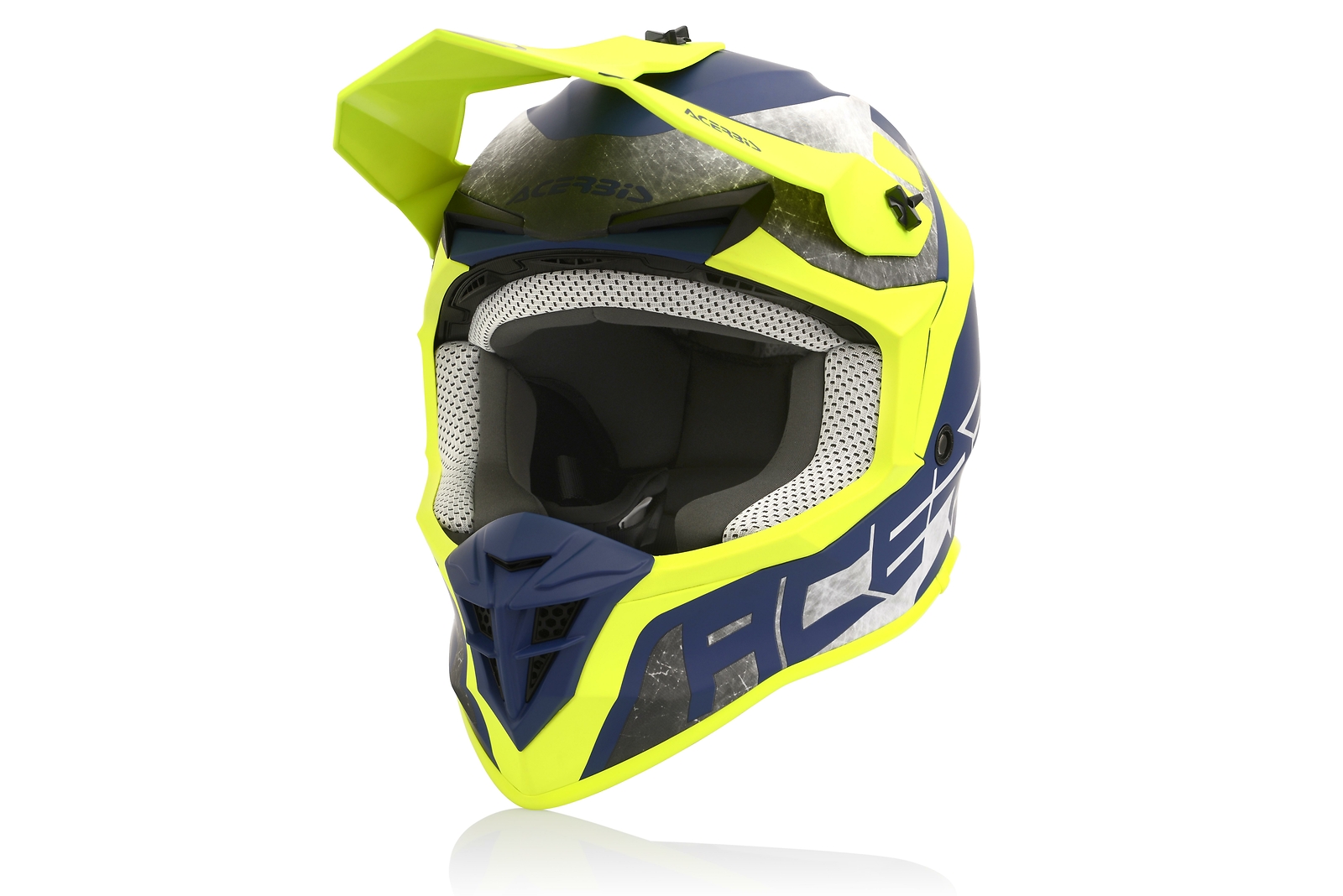 Casco Cross Off Road Fuoristrada Quad Acerbis Linear Giallo e Blu Taglia Size S