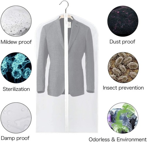 6 x Clear Coat Dress Garment Clothes Cover Dust Protector Travel Bag with Zip - Picture 4 of 6