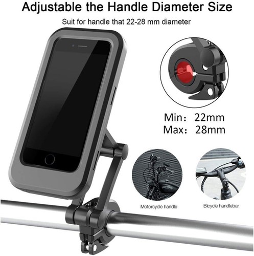 Motorbike Bike Phone Holder Waterproof Case Handlebar For iPhone 15 14 Pro Max - Picture 5 of 13