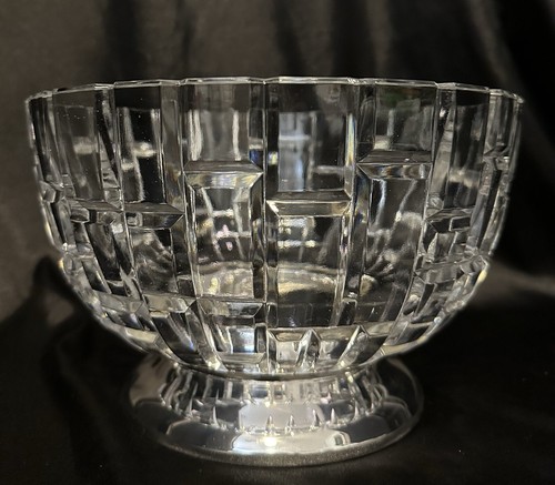 Vtg Lead Crystal Block Pattern Bowl Silver Plated Base Centerpiece & Small Bowl - Picture 16 of 24