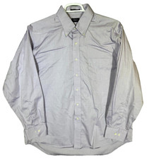 G.H. Bass  Co. Men  s Dress Shirt XL 17-17.5 Purple Wrinkle Free Cotton Long Slv