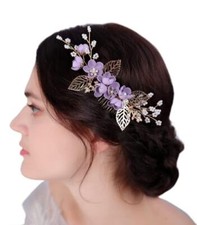 Flower Hair Clip for Wedding Purple Hair Comb for Women Hair Accessories for