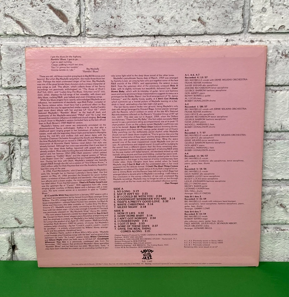 Big Maybelle Roots Of R'n'R Blues & Early Soul Vol 13 LP Savoy VG+ vinyl Lp - Image 4 of 4