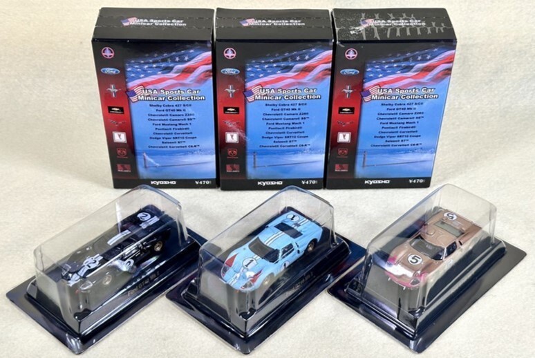 Kyosho 1/64 USA collection Gulf Ford GT40 3cars lot Le Mans