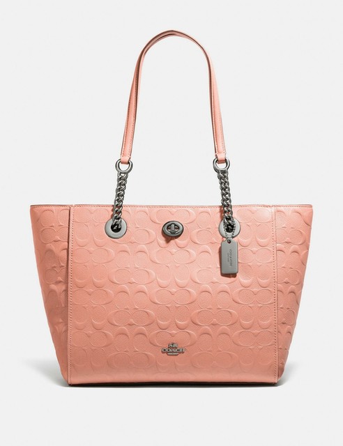 turnlock chain tote 27 in signature leather