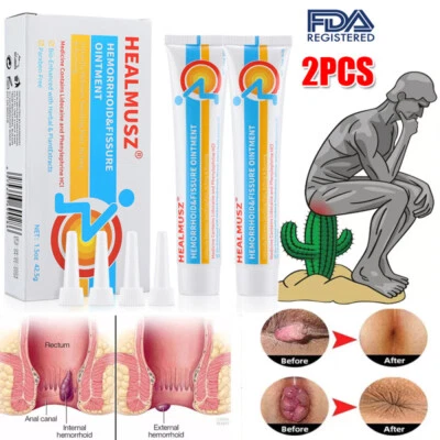 HEALMUSZ 2x Hemorrhoids Cream Herbal Ointment for Haemorrhoids Piles Pain Relief Itching