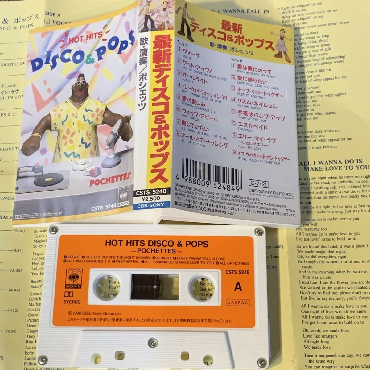 POCHETTES Disco & Pops Hot Hits JAPAN CASSETTE TAPE CSTS5248 w