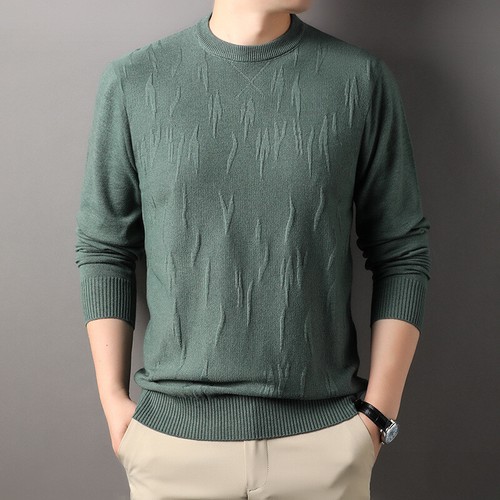Men's Cardigan Solid Color Warm Sweater Autumn Round Neck Pullover Jacquard Knit - Picture 7 of 21