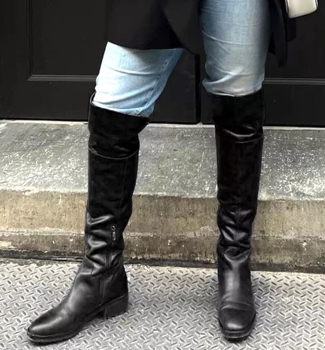 Neu Vince Camuto Jorshie Overknee schwarze Lederstiefel Größe 8 1/2 M