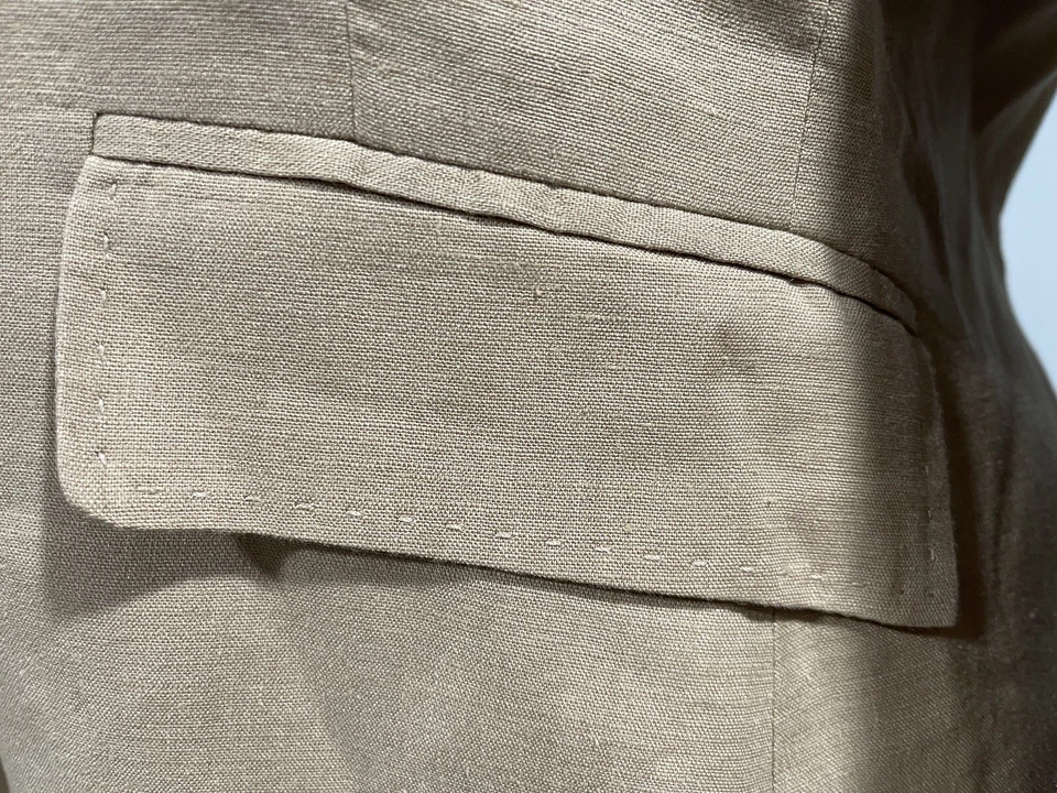 Chaqueta Blazer BILL BLASS Mezcla de Lino ARENA Cosida a Medida Talla 14 PRÍSTINA Foto 4 de 4