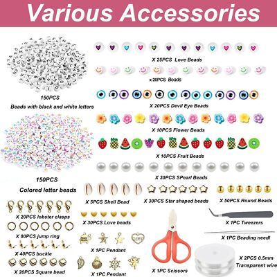 Set Di Perline 3 Mm 24 Colori – 13200 Pezzi Con Lettere, Ciondoli E Accessori Per Creare Gioielli - 3