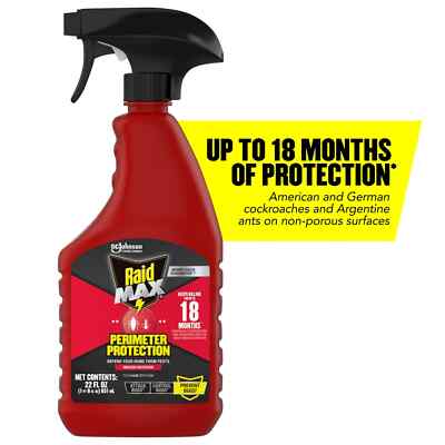 Raid Max Perimeter Protection Indoor & Outdoor Multi Insect Killer Spray 22fl oz
