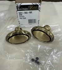 Baldwin Estate Edinburgh 5031 Knob Pair in 060 Satin Brass & Brown 5031-060-MR