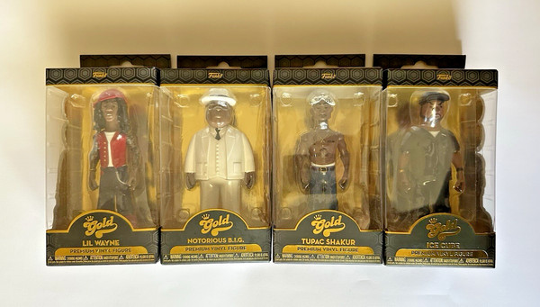 Funko Vinilo Oro 5" Premium Serie 1 Gold Tupac + Ice cube +Notorious + Lil wayne
