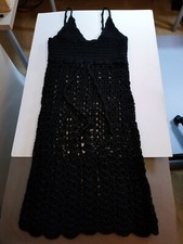 Crochet Knitted 100% Soft Cotton Tank Dress US S/Italian M Black Mini