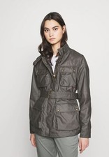 Belstaff Womens Trialmaster Jacket Dusk Grey 12uk It44 Biker Waxed Cotton