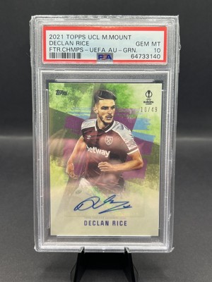 Declan Rice AUTO SSP Green Numbered 10/49 PSA 10 Gem Mint Topps 