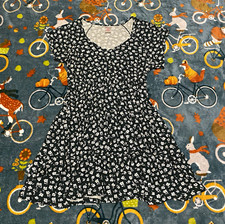 Floral Fairycore Knee Length Dress Green/White Tiered No Boundaries Women's 3XL