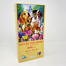 SunsOut 300 piece puzzle ex-large pieces Nature Explorers Dog Cat Butterfly
