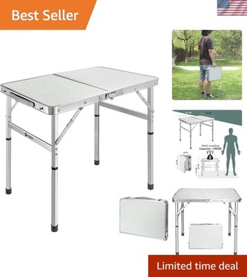 2ft Portable Folding Camping Table with Adjustable Aluminum Legs for Outdoor Fun