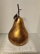 FINAL Mid Century Gilt Porcelain Pear VTG  made in Italy/Height 16