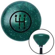 Black 4 Speed Shift Pattern - 4rul Green Retro Metal Flake Shift Knob M16x1.5