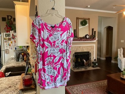 Alfani Womens Abstract Essential Tee Pink XLarge XL Super Soft!