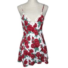 Vintage Victoria's Secret Gold Label Rose Slip Dress Small White/Red