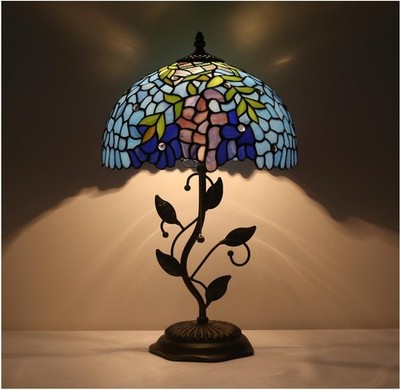 Tiffany Style Table Lamp,Wisteria Flowers Table Lamp, 19in Tiffany Reading Light