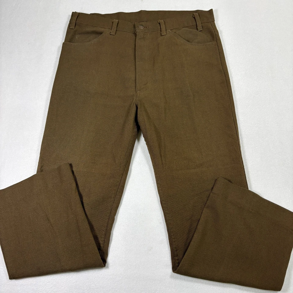 复古 Levis Sta-Prest 裤子 36x32 棕色 Perm Press 70 年代 80 年代 Mod 工作服美国 — 第 2/4 张图片