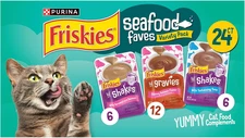 Purina  Seafood Faves Wet Cat Food Variety Pack Gravy Cat Food Complements - 24 