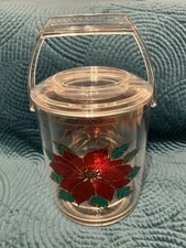 Vintage Culver’s Lucite Christmas Ice Bucket W Poinsettia On It