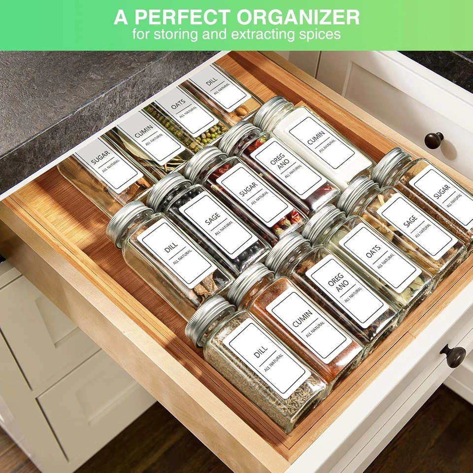 Organizador de cajones de especias de bambú expandible - Estante ajustable de 3 niveles para 30 frascos Foto 3 de 4