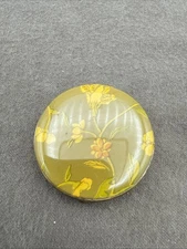 Vintage Round Gold-tone Floral Powder Compact