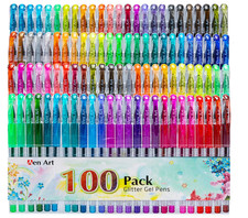 Glitter Gel Pens, 100 Color Glitter Pen Set for Making Cards, 30 More Ink Neon