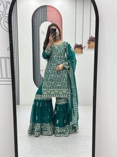 Heavy designer sharara suit with dupatta set for women wedding and festive