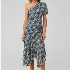 ASTR The Label SANTORINI DRESS Blue Green Yellow MIDI White Small