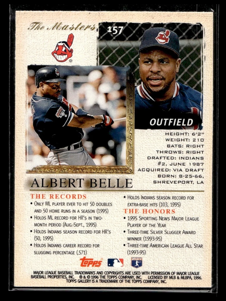 1996 Topps Gallery Albert Belle #157 Cleveland Indians - Image 2 of 2