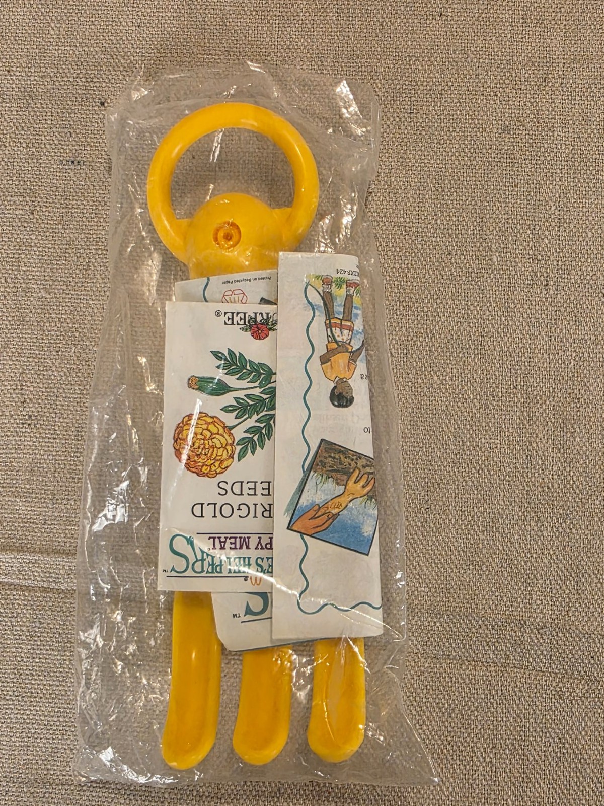 Vintage 1990 McDonald's Nature's Helpers Yellow Garden Rake Toy with Marigold Se