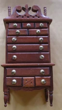 Vintage Mahogany Dollhouse Miniature American Highboy. 1:12