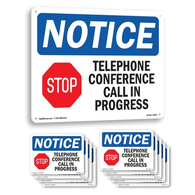 Telephone Conference Call In Progress OSHA Notice Sign Or Decal - 5 or 10 Pack